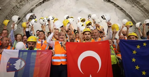 Ulaştırma ve Altyapı Bakanı Slovenya’da Türk firmalarının yapımını üstlendiği tünelin kazı çalışması tamamlanma törenine katıldı