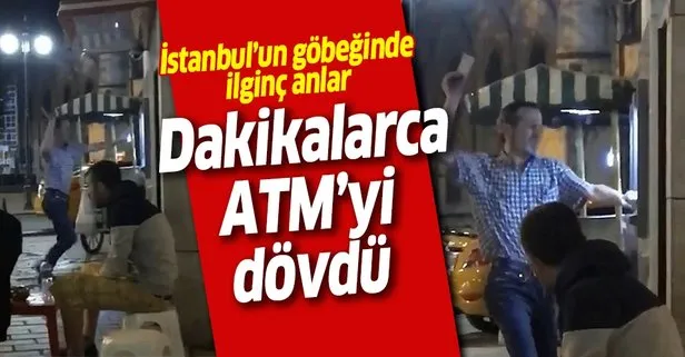 İstanbul’da şaşırtan görüntü! Dakikalarca ATM’yi dövdü