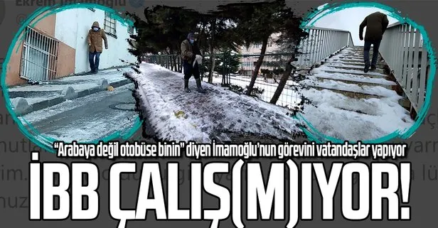 CHP’li İBB çalışmıyor! İmamoğlu kar yağışında da sınıfta kaldı! Kaldırımları belediye yerine vatandaşlar tuzladı