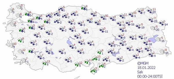 HAVA DURUMU | Meteoroloji haritayı paylaştı tarih verdi! Kuvvetli kar yağışı geliyor | 16-20 Ocak 2022-12