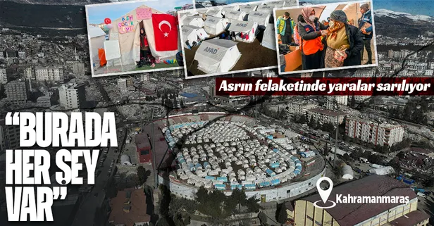 Asrın felaketinde stadyuma kurulan dev 'çadır kentlerde' yaralar sarılıyor!