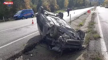 Karabük'te otomobil takla attı: 2 yaralı