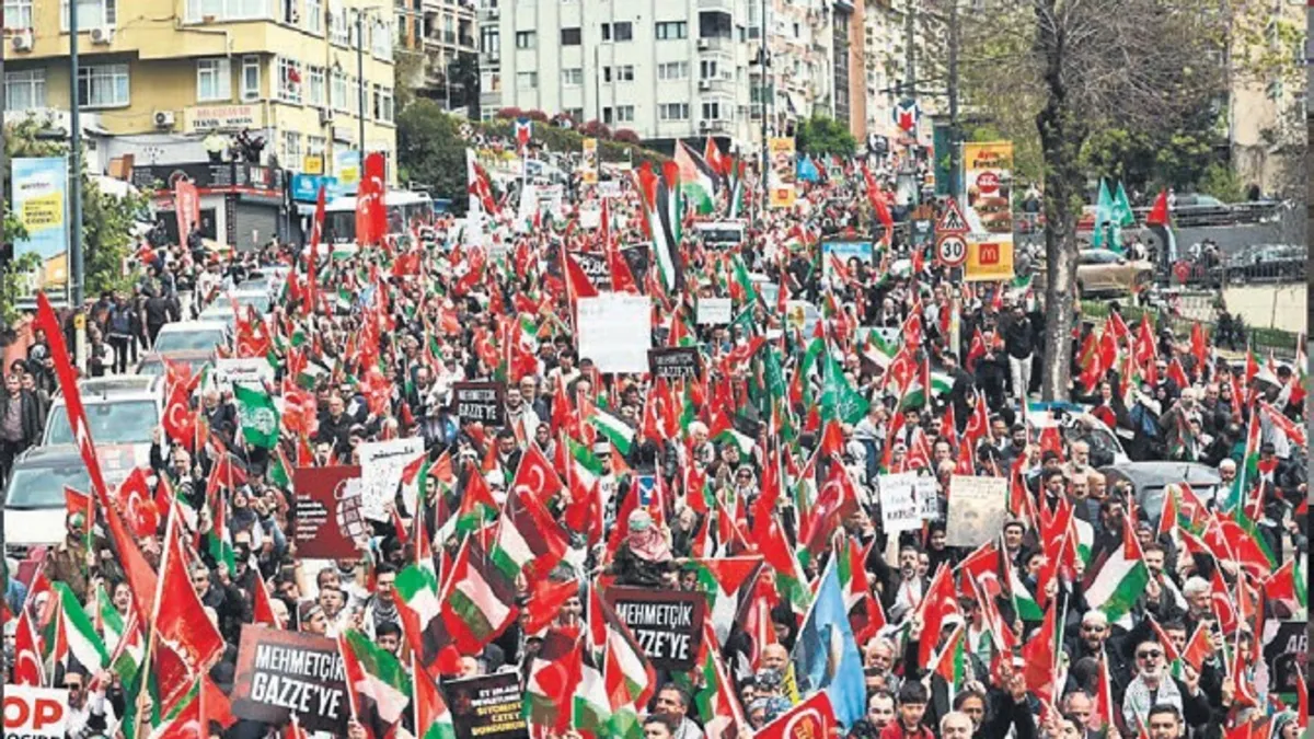 On binler katile öfke için yürüdü! Türkiye'den İsrail'in Gazze'ye zulmüne tepki