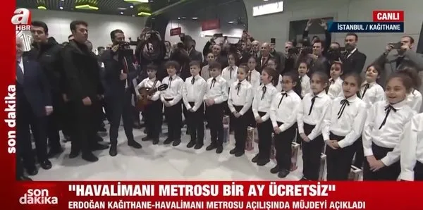 Kağıthane-İstanbul Havalimanı Metrosu açılışında Başkan Erdoğan'a sürpriz! Çocuk korosu ve portresi beğeni topladı-3