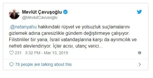 Bakan Çavuşoğlu'ndan Netanyahu'ya sert tepki: Utanç verici-1