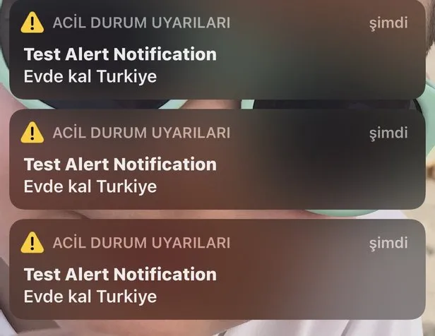 test alert notification evde kal turkiye telefon bildirimi ne anlama geliyor iphone acil durum uyarisi nedir takvim