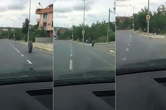 İstanbul'da akılalmaz kaza! Yolda yuvarlanan kamyon lastiği küçük çocuğu az kalsın öldürüyordu