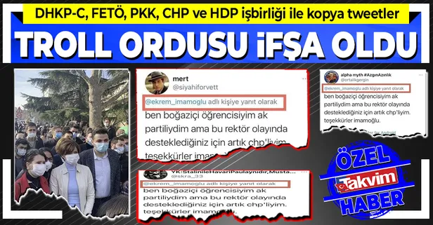 CHP'nin bot hesaplarla Boğaziçi provokasyonu! Twitter'da DHKP-C, FETÖ, PKK, CHP ve HDP işbirliği ile kopya tweetler ifşa oldu
