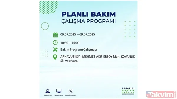 9 Temmuz İstanbul Elektrik Kesintisi