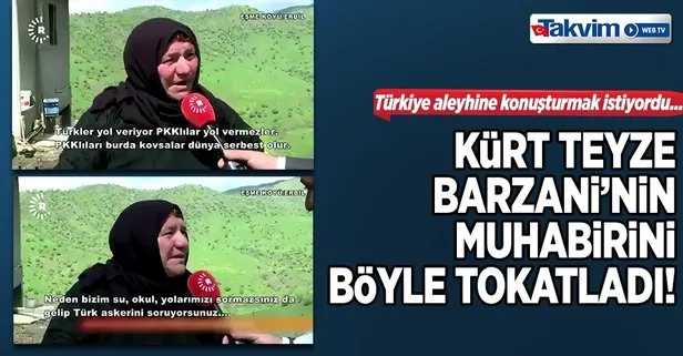 Kürt teyze Barzaninin muhabirini alt etti