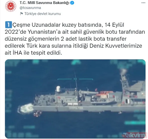 SON DAKİKA: Milli Savunma Bakanlığı: Çeşme'de Yunaninstan göçmenleri lastik bota bindirip Türkiye'ye itti! İşte o anlar - 8