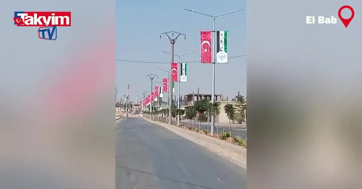 El Bab’ta yollar Türk bayrağı ile donatıldı