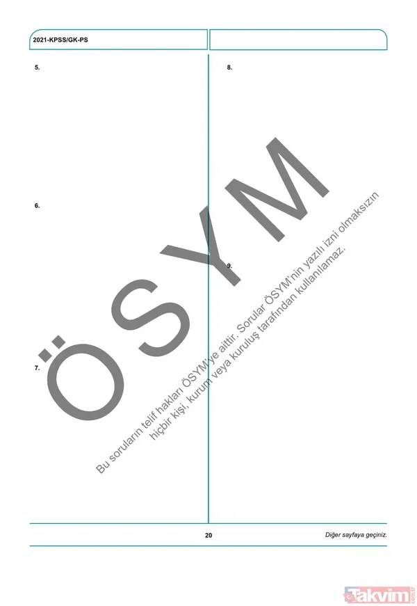 2021 KPSS soru kitapçığı ve cevap anahtarı | A Grubu ve Öğretmenlik (GY-GK- Eğitim Bilimleri) soruları - 27