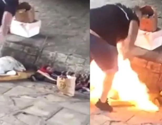 Kan donduran olay! Evsizlerin üzerine alkol döküp yaktı
