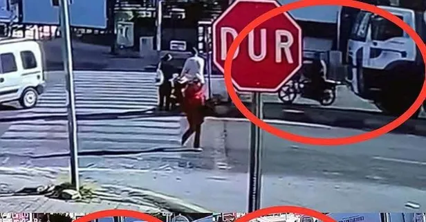 Mersin'de feci görüntüler: Beton mikseri motosikletliyi böyle ezdi