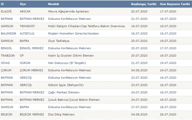 iskur 17 temmuz 2020 basvuru is ilanlari iskur dan sinavsiz en az ilkokul mezunu personel alimi basvuru sartlari takvim