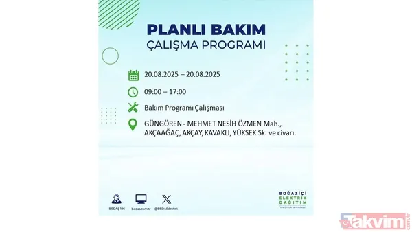 ⚫20 Ağustos 2025 İstanbul'da Elektrik Kesintisi Yaşanacak İlçe Ve Mahalleler