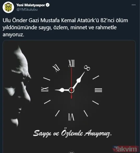 Spor camiası 10 Kasım'da tek ses oldu, Mustafa Kemal Atatürk'ü andı! İşte paylaşımlar