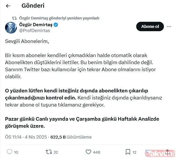 "Prof" diye gazlanıyor 'kopyala yapıştır'dan öteye gidemiyor! Özgür Demirtaş fena patladı... Çalıntı tweeti sildi "abonelik" dilendi - 7