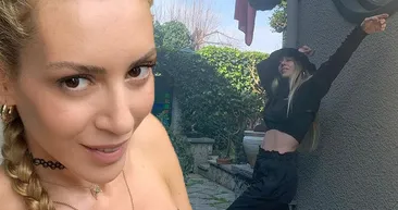 Sinem Kobal Kenan İmirzalıoğlu ile evinin bahçesinde güzelliğini konuşturdu! Doğum kilolarından kurtulan Sineme bakın...