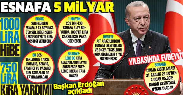 Başkan Recep Tayyip Erdoğan açıkladı: Esnafa 5 milyar liralık can suyu