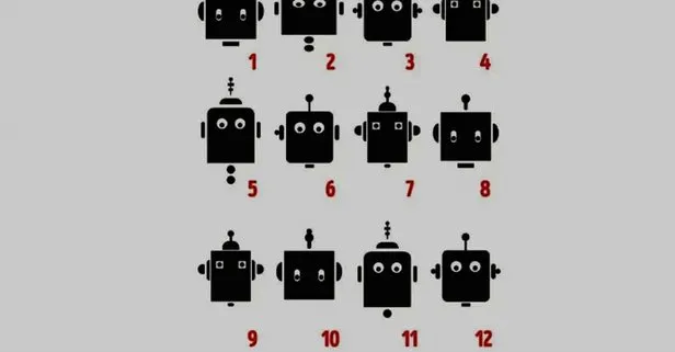 Yüksek zekası olanlar beri gelsin: IQ testi dumur etti! 5 saniyede iki benzer robotu bulun!