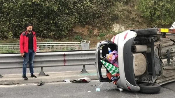 Beşiktaş’ta otomobil devrildi! Sürücü yara almadan kurtuldu-1