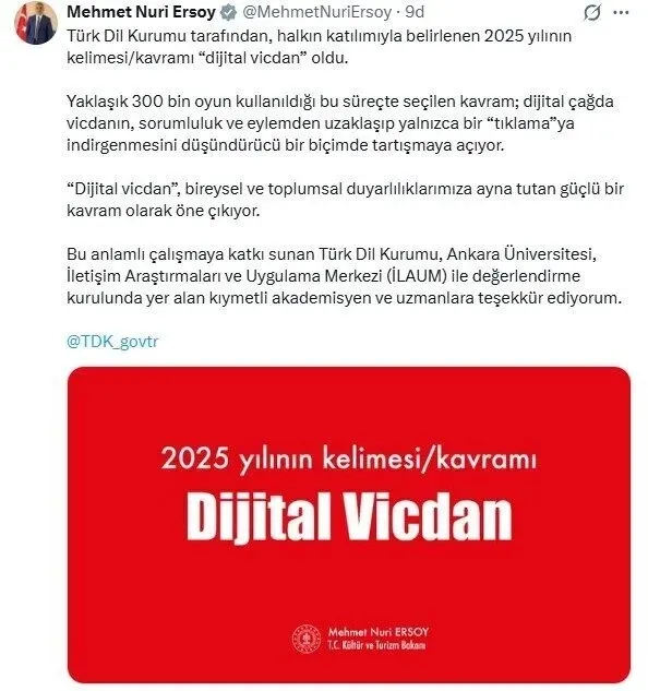 2025 yılının kelimesi dijital vicdan oldu