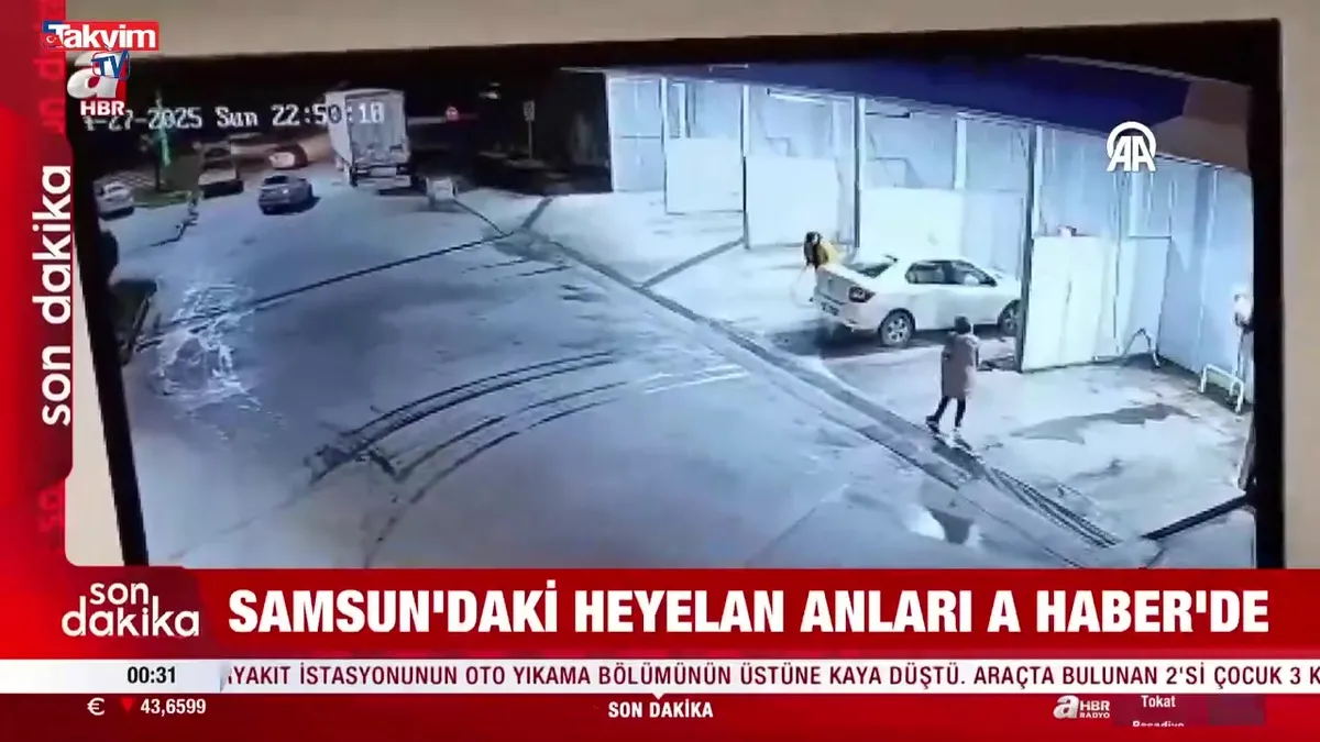 Samsun'daki heyelan anı kamerada!