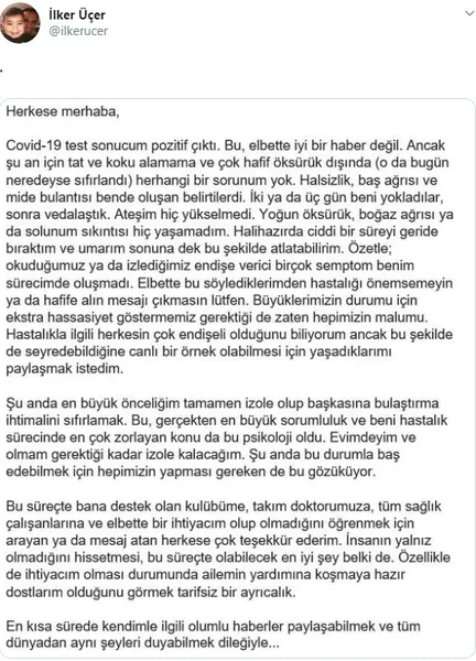 Fenerbahçe'ye bir corona virüs şoku daha! İlker Üçer'in testi pozitif çıktı-1