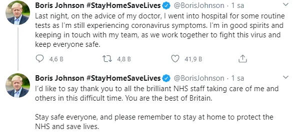 Son dakika: Koronavirüs nedeniyle karantinada olan İngiltere Başbakanı Boris Johnson'dan mesaj: İyiyim-1