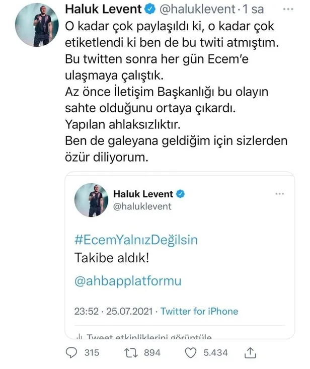 Tecavüze uğradığını söyleyen Ecem Güçlük yalanı ayyuka çıkınca Haluk Levent özür diledi 'galeyana geldim!' Türkiye'yi kandırdı-9