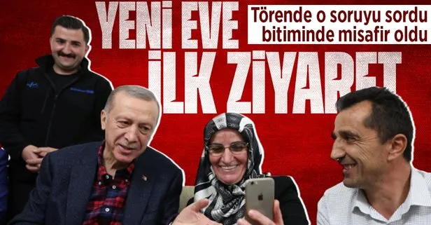 Yeni eve ilk misafir Başkan Erdoğan oldu! ’Çayınız var mı?’ dedi Yusufeli’nde o eve geçti