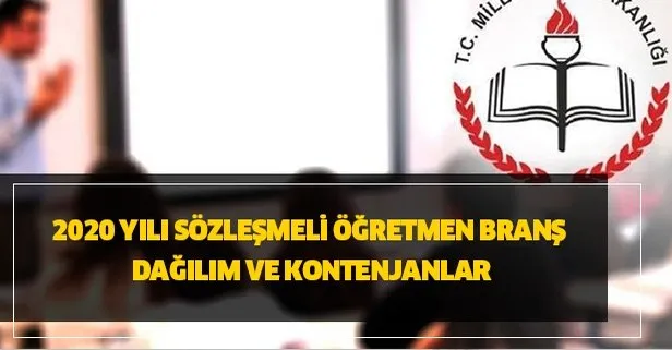 2020 yılı sözleşmeli öğretmen branş dağılım ve kontenjanlar