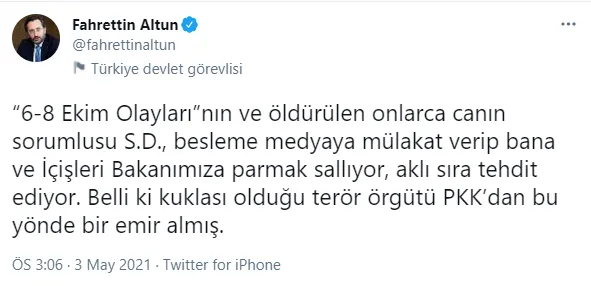 Son dakika: İletişim Başkanı Fahrettin Altun'dan Selahattin Demirtaş'a sert tepki: Kuklası olduğu terör örgütü PKK’dan emir almış!-2
