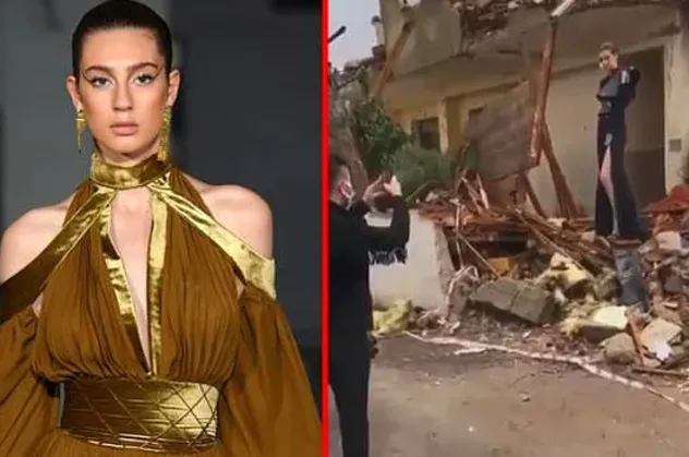 Deprem farkındalığı için enkazın üzerinde poz veren Itır Esen topa tutuldu! Olmaz olsun farkındalığınız