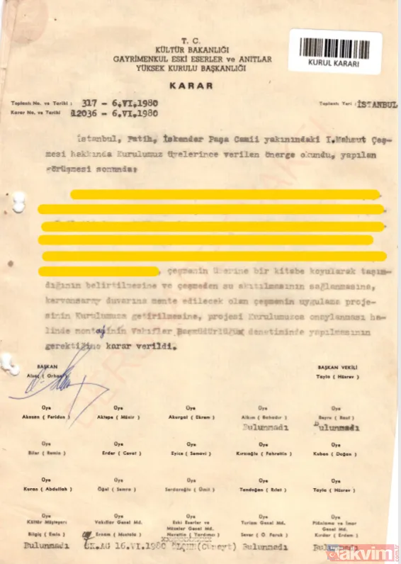 TARİH: 1980 GÜNÜMÜZ Anıtlar Yüksek Kurulu inşaat halinde bulunan kervansaray duvarına ihyasını istediği çeşmenin nakli için Vakıflar Başmüdürlüğü süre...