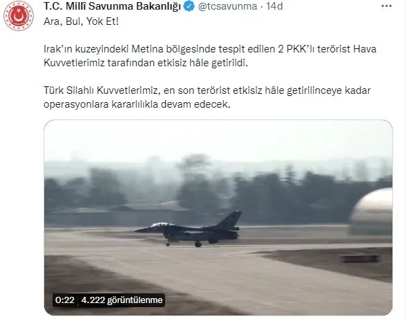 Son dakika: MSB: 2 PKK'lı terörist etkisiz hale getirildi-1