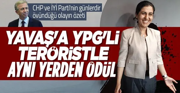 Ankara Büyükşehir Belediye Başkanı Mansur Yavaş’a YPG’li terörist Leila Mustapha ile aynı yerden ödül