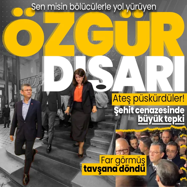PKKnın siyasi uzantısı HDP/DEMe yol yürüyen CHP lideri Özgür Özele Manisadaki şehit cenazesinde tepki yağdı: Özgür dışarı