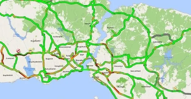 İstanbul’da Ramazan ayının ilk günü trafik haritası yeşile döndü | İstanbul yol durumu