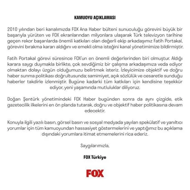 FOX TV sunucusu Fatih Portakal'ın istifa ettiği iddia edilmişti! Resmi açıklama geldi-2
