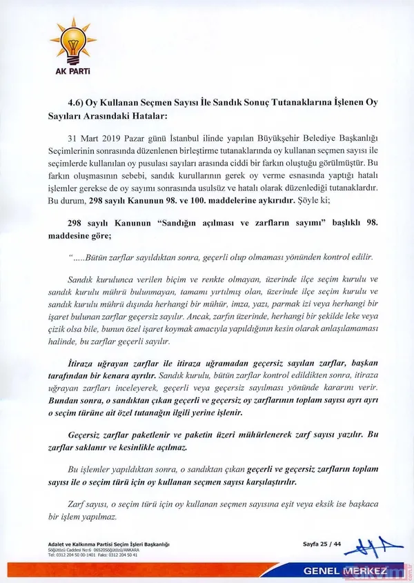 Oy Kullanan Seçmen Sayısı İle Oy Pusulası Toplamları Eşit Olmayan 12 Bin 410 Sandıktaki Sonuç Tutanakları İncelendiğinde, 10 Bin 418 Sandıkta Siyasi Partilerin...