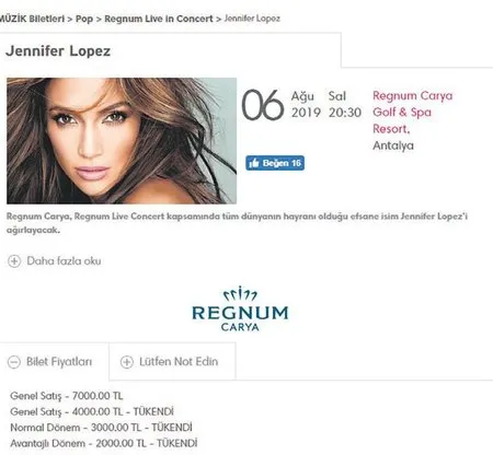 Jennifer Lopez In Turkiye De Verecegi Konserin Bilet Fiyatlari Surekli Artiyor Takvim