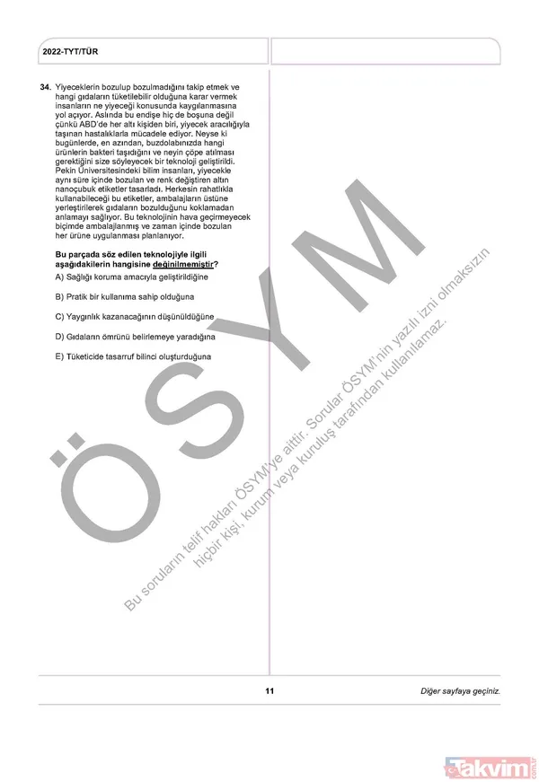 YKS TYT FUL A-B-C-D kitapçığı soru ve cevap anahtarı! 2022 YKS TYT SORU VE CEVAPLARI PDF İNDİR! osym.gov.tr YKS TYT Türkçe, Sosyal Bilimler, Matematik, Fen, Coğrafya, Din cevap anahtarı! - 13