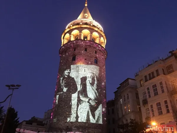 Anneler Günü, Galata Kulesi'ne yansıtılan fotoğraflarla kutlandı! Mustafa Kemal Atatürk ve Başkan Erdoğan... - 29