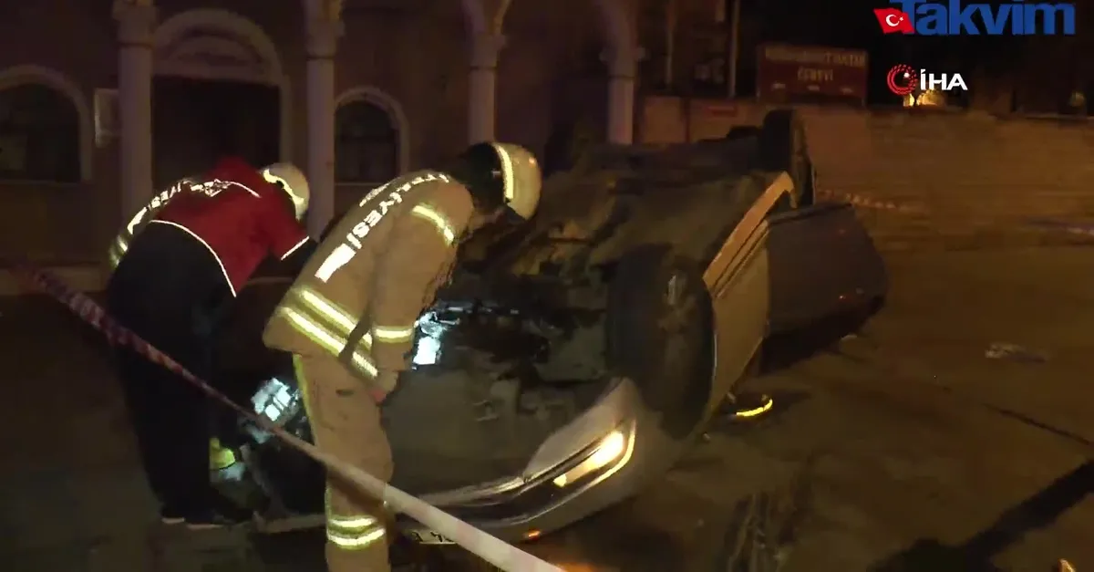 Üsküdar'da otomobil takla attı: 3 yaralı