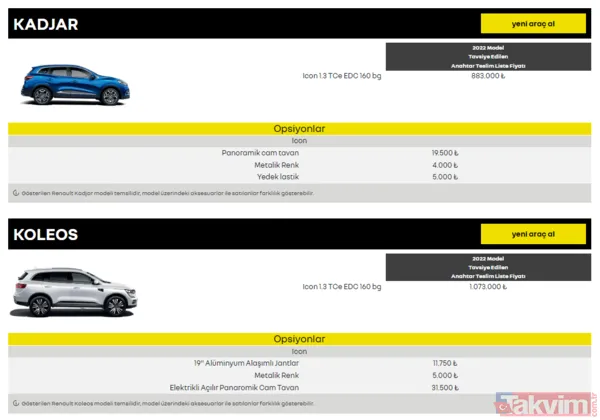 Panoramik Cam Tavan 19.500 ₺ Metalik Renk 4.000 ₺ Yedek Lastik 5.000 ₺ 19" Alüminyum Alaşımlı Jantlar 11.750 ₺ Metalik Renk 5.000 ₺ Elektrikli Açılır Panaromik...