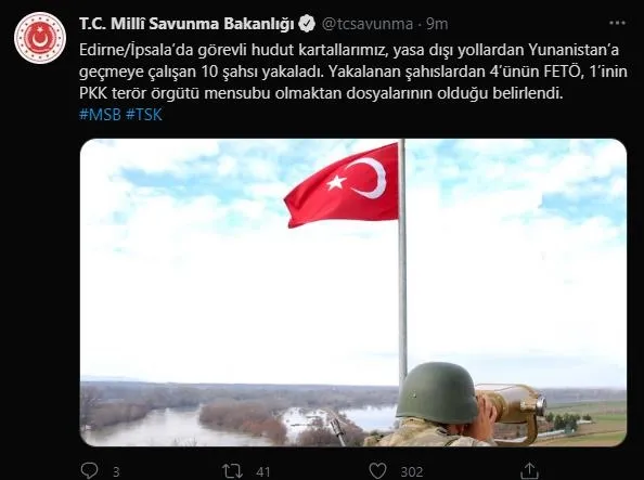 SON DAKİKA: MSB açıkladı: 4'ü FETÖ 1'i PKK'lı 10 kişi Yunanistan'a kaçarken yakalandı!-1
