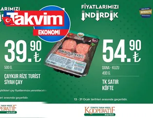 Çay 39, 90'a, dana kuzu 54,90'a düştü! 16-31 Ocak fiyat listesi Ayçiçek yağı, tuvalet kağıdı... Yeni hafta Tarım Kredi'de fiyatlar GÜNCELLENDİ!
